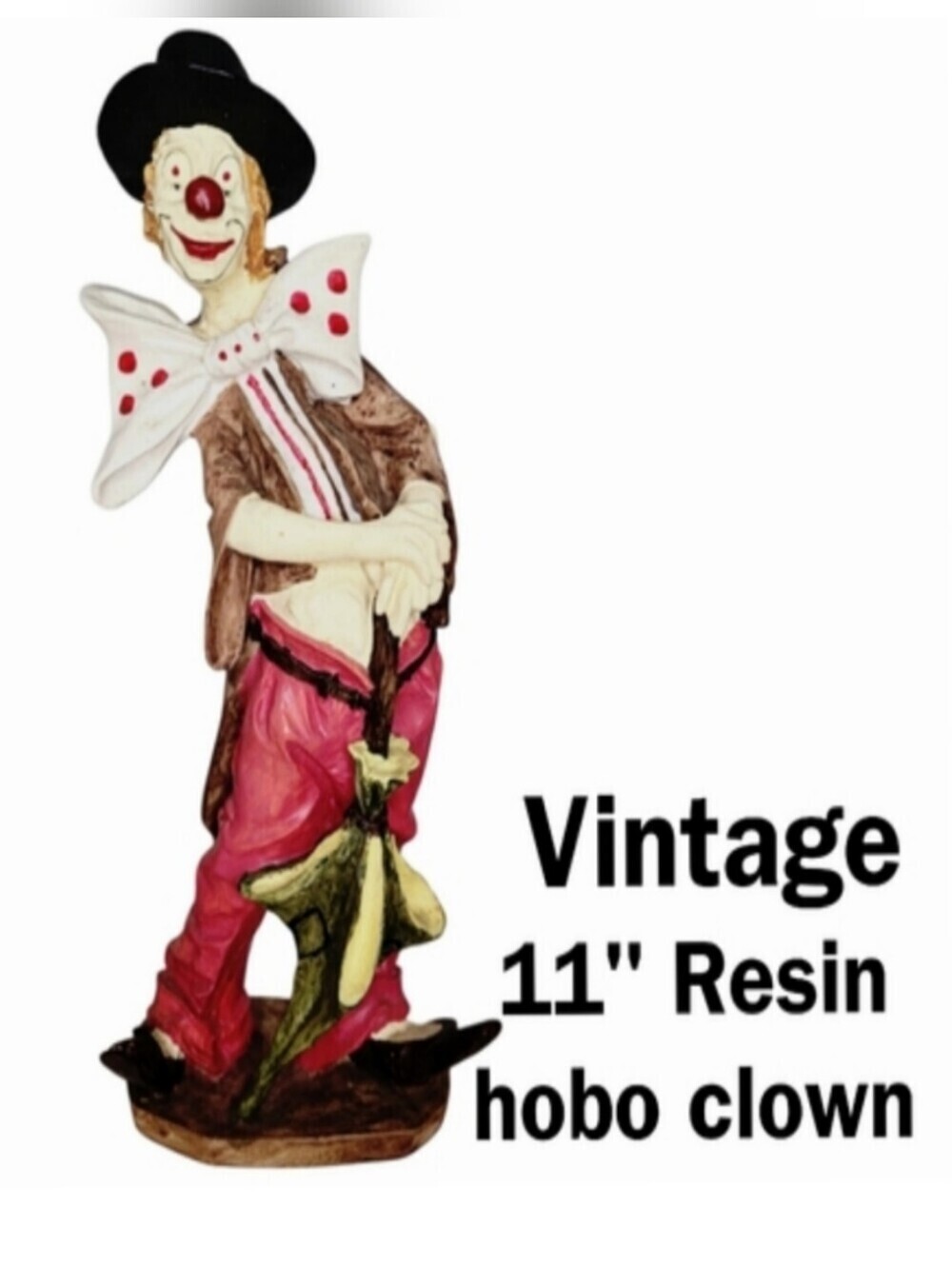Vintage Creepy Resin Clown Figurine 11" Height